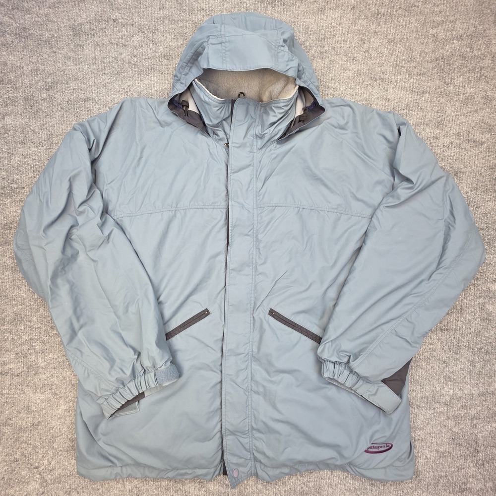 Vintage Patagonia Fusion Jacket XL Blue Y2K Fleece Full Zip Hooded Lined 90's